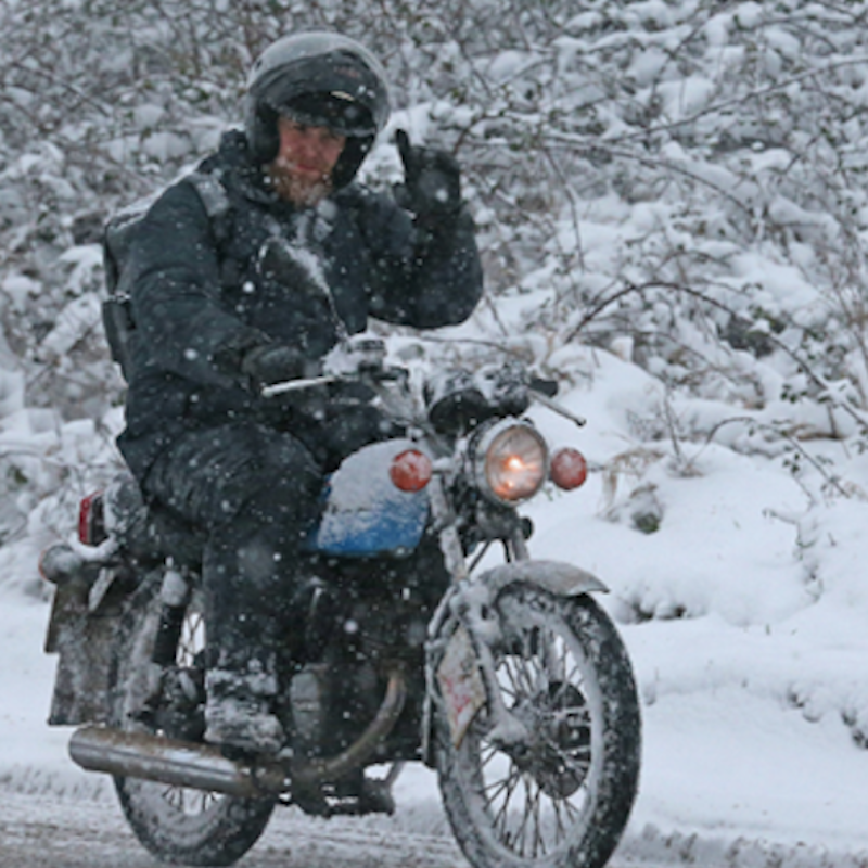 Riding motorcycle in snow deals